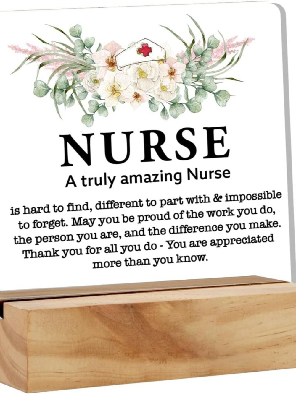 Acrylic Nurse Plaque Sign, Amazing Desk Decor with Wood Stand for Nurses, Medica
